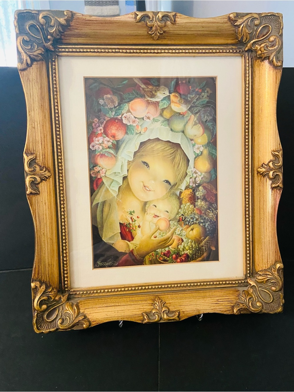 Juan Ferrandiz Orchard Mother And Child Litho In Ornate Gilded Wood Frame